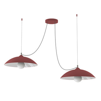 LUMICOM | DREAM Sospensione, 2X E27, max 42W, metallo, rosso cowhide/bianco, D.40cm - LUMICOM