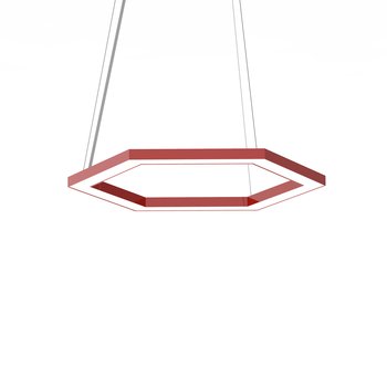 LUMICOM | ESAGONO 1X Sospensione, STRIP LED, 22W/m, 4000K, metallo, rosso lucido, Ø40cm - LUMICOM