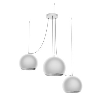 LUMICOM | JOE Sospensione, 3X E27, max 42W, metallo, bianco opaco/foglia argento, D.25cm - LUMICOM