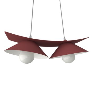 LUMICOM | MILLER Sospensione, 2X E27, max 42W, metallo, rosso cowhide/bianco, L.27cm - LUMICOM