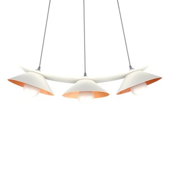 LUMICOM | MILLER Sospensione, 3X E27, max 42W, metallo, bianco opaco/foglia rame, L.70cm - LUMICOM