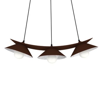 LUMICOM | MILLER Sospensione, 3X E27, max 42W, metallo, marrone corten/foglia argento, L.70cm - LUMICOM