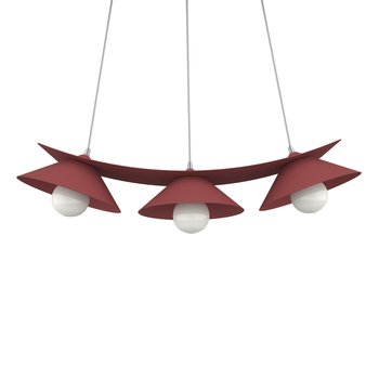 LUMICOM | MILLER Sospensione, 3X E27, max 42W, metallo, rosso cowhide, L.70cm - LUMICOM