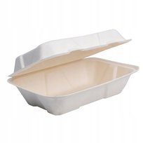 Lunch box BIAŁY z trzciny cukrowej MOCNY na obiad 230x155x77mm pakiet 10szt