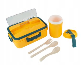 Lunch Box Śniadaniowy Pojemnik 1000Ml Kubek 300Ml Żółty - DMR