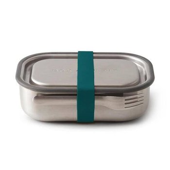 Lunch box stalowy L z widelcem, morski BLACK+BLUM - srebrny || morski - BlackBlum