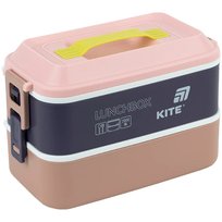 Lunchbox podwójny ze sztućcami śniadaniówka różowa z uchwytem 2000 ml Kite