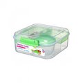 Lunchbox wielokomorowy SISTEMA Bento Cube To Go, zielony, 16,8x18,6x7,7 cm - Sistema