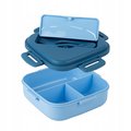 Lunchbox z przegródkami ze sztućcami niebieska pojemna śniadaniówka dla dorosłych i dzieci trzy przedziały 1100 ml KITE - KITE