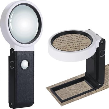 Lupa z oświetleniem 6x 25x Składana lupa 5+1 LED i 2 lupy podświetlane światłem UV Lupa 2 w 1, obsługiwana bez użycia rąk - other