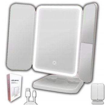 Lusterko Do Makijażu Kosmetyczne Lustro Led Podświetlane Rozkładane Premium - Inna marka