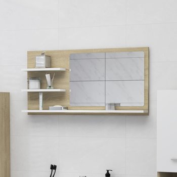Lustro łazienkowe, biel i dąb sonoma, 90x10,5x45 cm, płyta - vidaXL