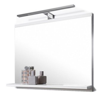 Lustro łazienkowe z półką i lampą LED, białe, 50x60x12 cm - DOMTECH