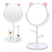 Lustro lusterko kosmetyczne stojące z uszami i organizatorem