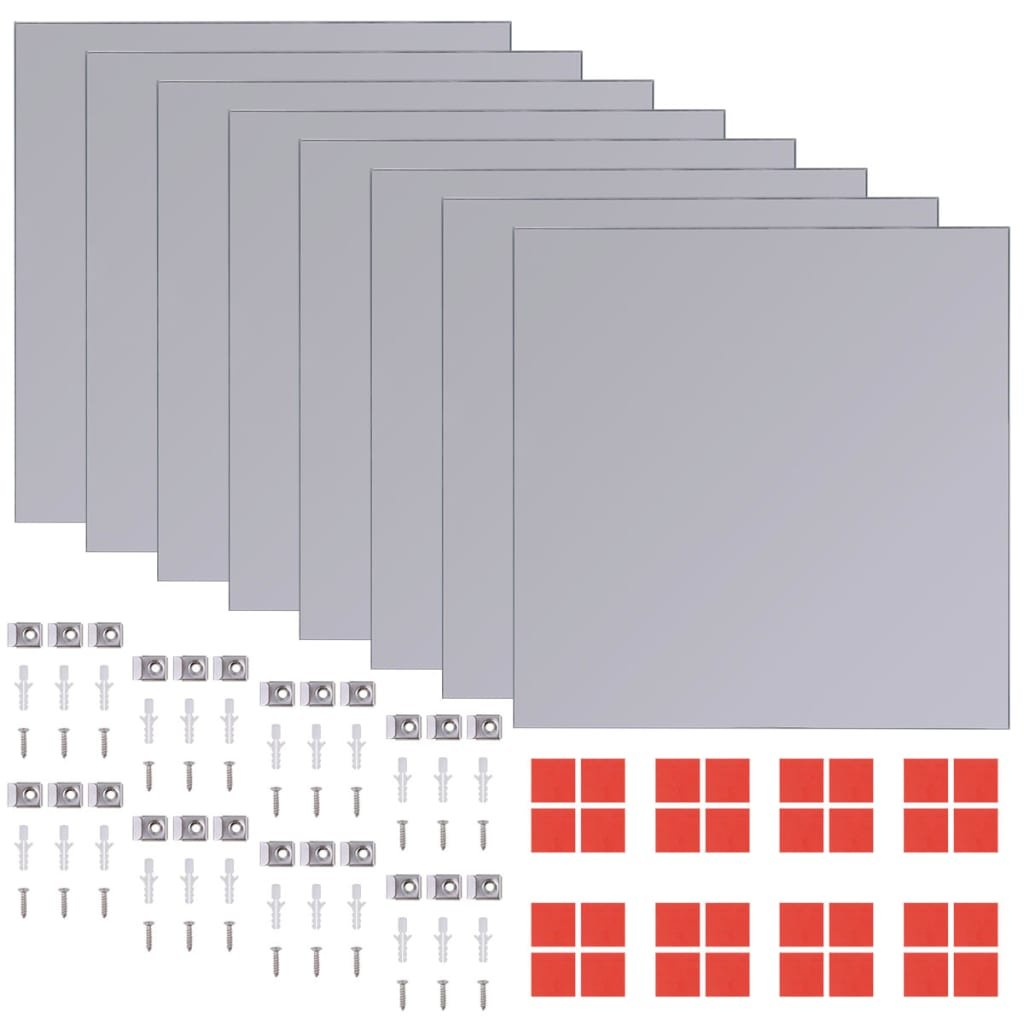 Lustro, Płytki lustrzane ezramowe MWGROUP, 8 sztuk, 20,5x20,5 cm