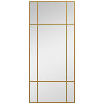 Lustro ścienne HOMCOM 110 x 50 cm Lustro dekoracyjne z metalową ramą, prostokątne lustro do sypialni, łazienka, złoto