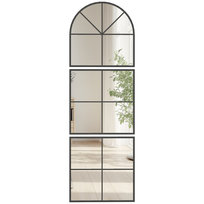 Lustro ścienne HOMCOM 60 x 180 cm, łukowe, trzyczęściowe, dekoracyjne, z metalową ramą, wiszące, do salonu, łazienki, czarne Homcom