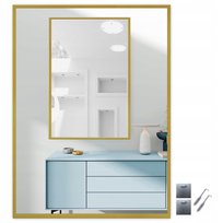 LUSTRO W ZŁOTEJ RAMIE ALUMINIOWEJ ELEGANCKIE BEZ PODŚWIETLENIA 80x100 cm