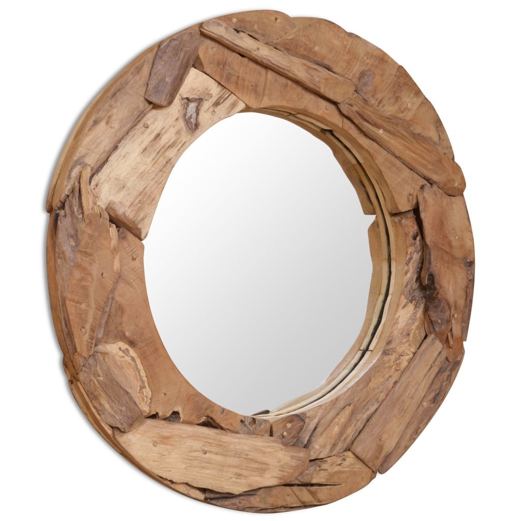 Lustro wiszące okrągłe MWGROUP, brązowe, 80 cm