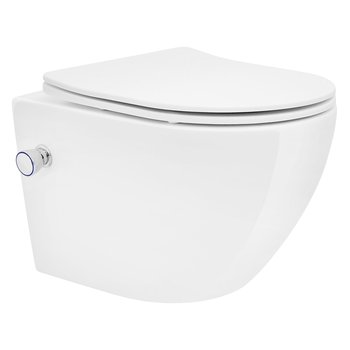 LuxeBath Miska WC wiszaca bezrantowa z funkcja bidetu biala, Miska WC z nanopowloka spluczka - LuxeBath
