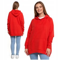 LUŹNA BLUZA DAMSKA DRESOWA OVERSIZE PRZEZ GŁOWĘ Z KAPTUREM MORAJ - M