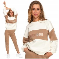 Luźna BLUZA DAMSKA Ocieplana z Napisem Modna Oversize Przez Głowę MORAJ L