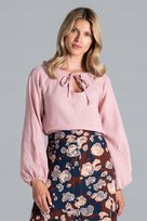 Luźna BLUZKA damska wiązana na szyi różowa L/XL FIGL