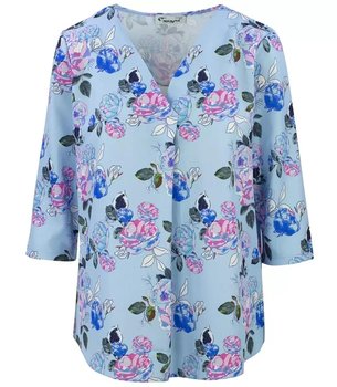 Luźna bluzka koszula print nadruk kwiaty CASUAL-42 - Agrafka