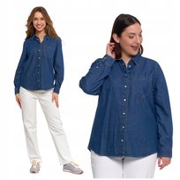 Luźna Koszula Jeansowa Damska Rozpinana Modna 100% Bawełna Klasyk MORAJ L