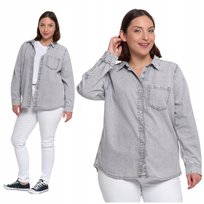 Luźna Koszula Jeansowa Damska Rozpinana Modna 100% Bawełna Klasyk MORAJ XL