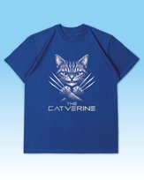 Luźna koszulka męska Catverine - Kot Wolverine Niebieski M