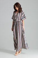 Luźna sukienka maxi - sukienka z rękawem kimono - w paski - rozmiar S FIGL