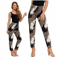 Luźne Spodnie Damskie Prosta Nogawka Wzorzyste Zwiewne Na Lato MORAJ L/XL