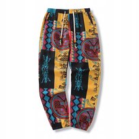 Luźne Spodnie Męskie Boho Kolorowe Vintage Hipisowskie Retro Letnie roz. XL Inna marka
