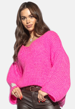 Luźny sweter z dekoltem, różowy / Fobya - Inna marka