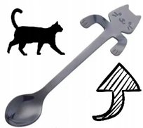 ŁYŻECZKA KOT kotek KOTA do kawy herbaty - PREZENT dla KOCIARY CZARNA