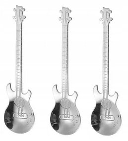 ŁYŻECZKA MUZYCZNA GITARA 3 SZT SREBRNA na PREZENT - Inny producent
