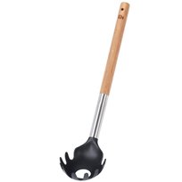 Łyżka kuchenna do nakładania mieszania MAKARONU SPAGHETTI czarna z drewnianą rączką 32 cm
