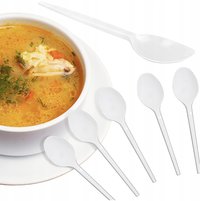 Łyżki duże białe łyżka premium wielorazowa zestaw 50szt plastik grube mocne