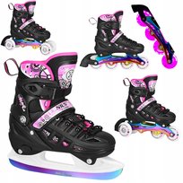 Łyżworolki 4w1 Wrotki Rolki Łyżwy Hokejowe Regulowane Dla Dziecka LED 35-38