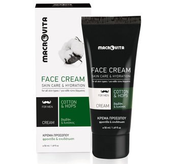 MACROVITA NAWILŻAJĄCY KREM DO TWARZY DLA MĘŻCZYZN z bawełną i chmielem 50ml - Macrovita