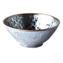 Made in Japan Black Pearl czarno - srebrna miska na zupę Ramen , Pho 16 cm 500 ml.  MIJ
