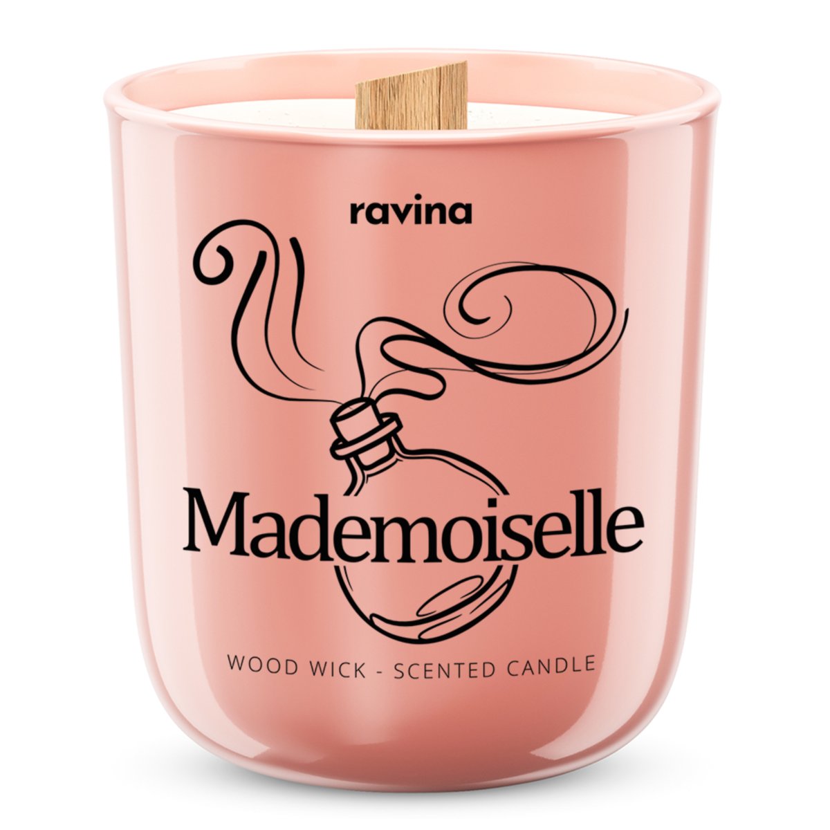 Mademoiselle - Perfumowa świeca zapachowa w szkle, Sojowa Świeczka Perfumowana, świeczka o zapachu perfum RAVINA 420g