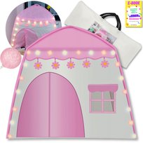 MAGICZNY NAMIOT DLA DZIECI ZE ŚWIECĄCĄ GIRLANDĄ Namiot dla Dzieci Domek Zamek do Domu Ogrodu Pałac Zestaw + Girlanda LED + EBOOK