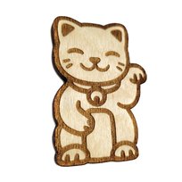 Magnes Na Lodówkę Maneki Neko Japoński Kot Szczęścia Drewniany