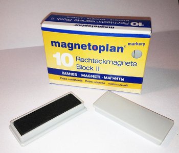 Magnesy Block 2 prostokątne 10szt szary - MAGNETOPLAN