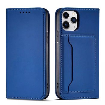 Magnet Card Case etui do iPhone 12 pokrowiec portfel na karty kartę podstawka niebieski - 4kom