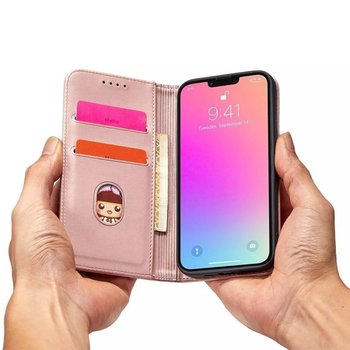 Magnet Card Case etui do iPhone 13 Pro Max pokrowiec portfel na karty kartę podstawka różowy - 4kom
