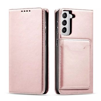 Magnet Card Case etui do Samsung Galaxy S22 pokrowiec portfel na karty kartę podstawka różowy - 4kom