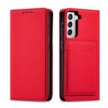 Magnet Card Case etui do Samsung Galaxy S22+ (S22 Plus) pokrowiec portfel na karty kartę podstawka czerwony - 4kom